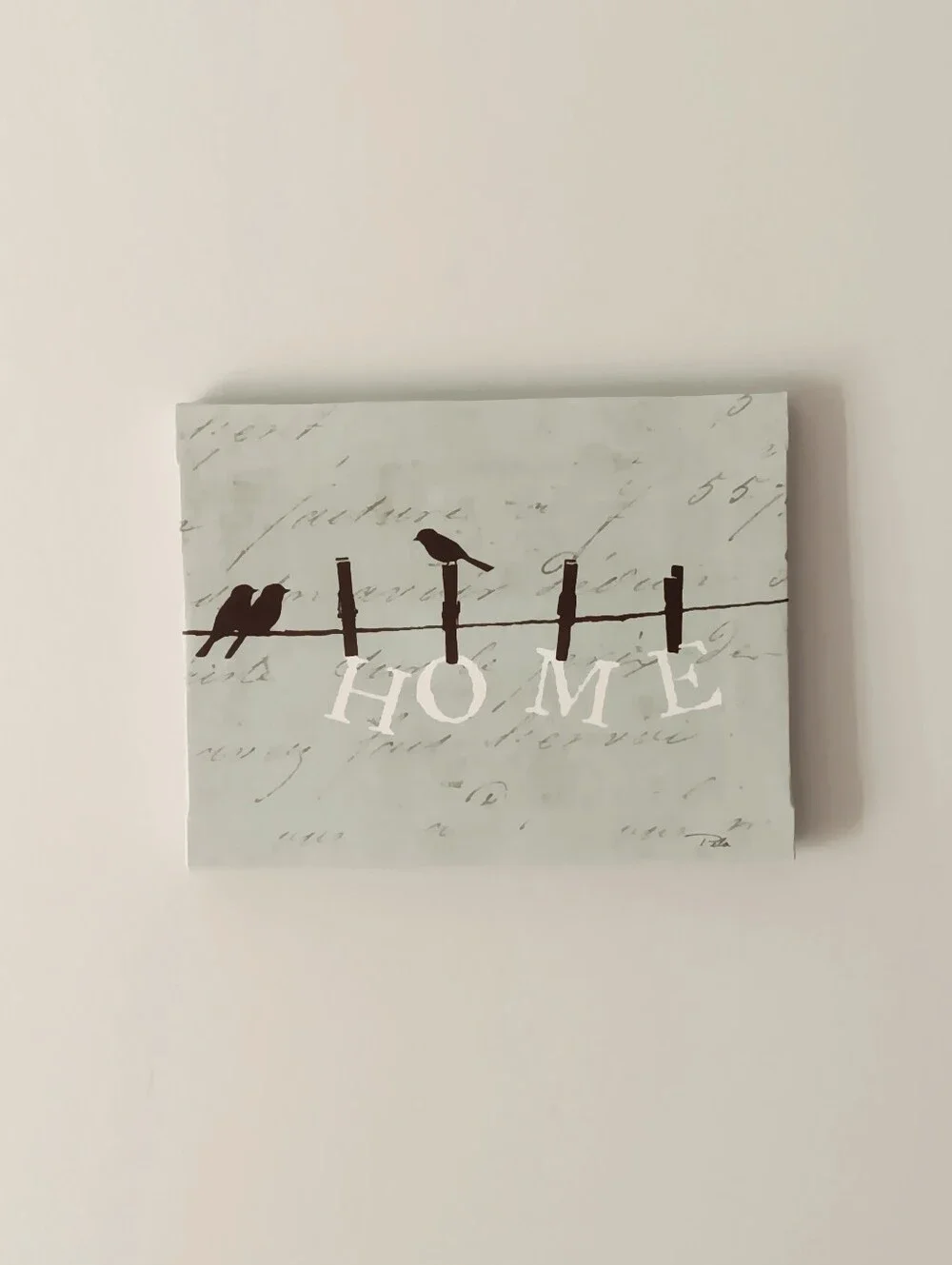 Love Birds On Clothesline Home Wall Decor Plaque Aqua Blue Black White 8